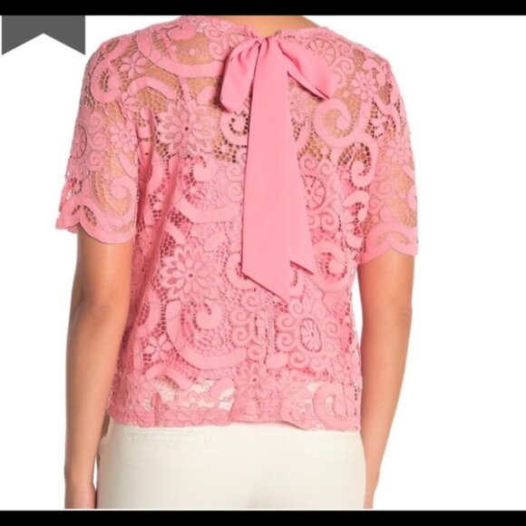 Nanette Nanette Lepore Lace Tie Back Pink Top, M - Picture 6 of 6